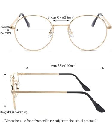 ALWAYSUV Retro Metal Frame Glasses | Classic Round Flat Mirror Decorative Eyewear with Clear Lenses - Buy Online on GoSupps.com