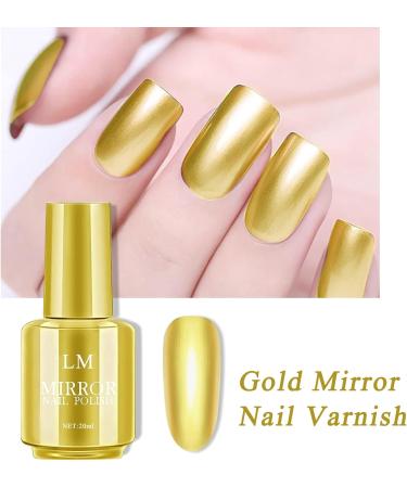 Mirror Nail Varnish - Metal Nail Polish - Gold Nail Varnish - Quick Drying Metallic Nail Polish No UV Needed - Long Lasting Chrome Mirror Nail Varnish Metal Gold Effect Super Shine Nail Art Polish - Buy Online on GoSupps.com