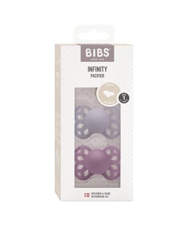 BIBS Infinity Collection Anatomical Nipple Pacifiers - Fossil Grey/Mauve | Set of 2 | Size 0-6 Months - Buy Online on GoSupps.com