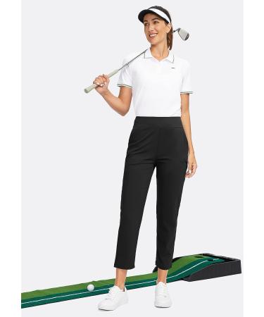 SANTINY Women's Golf Pants - 3 Zipper Pockets, Stretch High Waist, Ankle Length - Black XS - Buy Online on GoSupps.com