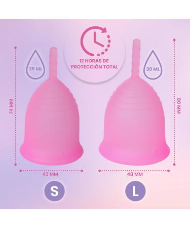 Ella y Yo Menstrual Cup Set - 2 Sizes (S & L) Sterilizer & Cotton Bag - 100% Soft Medical Silicone Washable & Reusable - Buy Online on GoSupps.com