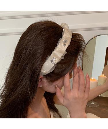 TQUXNGA Women Headband 1.2inch Wide Hairband with Rhinestones Star Hairhoop Headdress Girls Sweet Head Accessory White - Buy Online on GoSupps.com