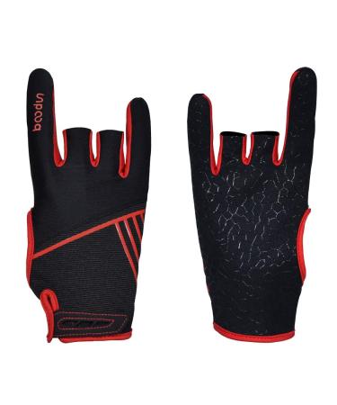 Professional Anti-Skid Bowling Gloves Comfortable Bowling Accessories Semi-Finger Instruments Sports Gloves Mittens for Bowling Black Red Medium