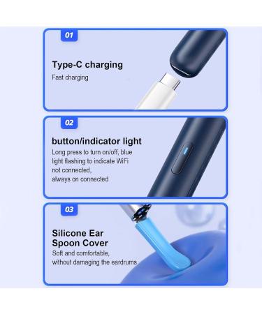 Colexy Ear Wax Removal Otoscope - HD WiFi Ear Cleaner with Camera 360 Wide-Angle Waterproof Endoscope & 6 Ear Spoons Compatible with iPhone iPad & Android - Buy Online on GoSupps.com