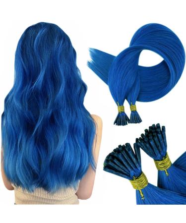 Runature bonding extensions real hair i tip blue 35cm remy keratin extensions real hair 20g bonding hair recovery 25 strand #blue 35cm itip #blue