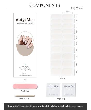 Buy Semi Cured Gel Nail Strips - Jelly White 20 PCS | Easy to Use Gel Nail Wraps for Salon Quality Nails | UV Light Required - Buy Online on GoSupps.com