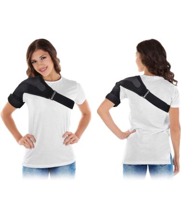 Neoprene Shoulder Brace for Men and Women - Rotator Cuff Support for Bursitis, Dislocated AC Joint, Labrum Tear, Tendonitis - Compression Sleeve (Black, L-XL) - Buy Online on GoSupps.com