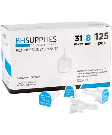 BH Supplies Pen Needles 31 Gauge - 5/16", 8mm (Pack of 125) - Buy Online on GoSupps.com