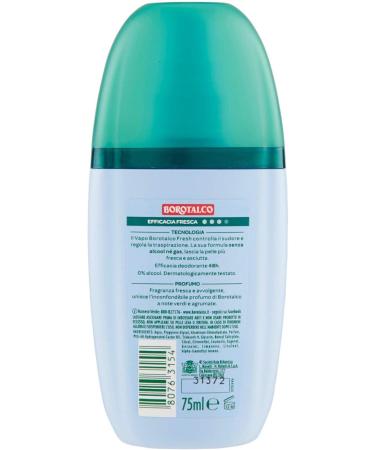  Borotalco Borotalco Vapo Fresh Deodorant with Microtalco Absorbs Sweat Alcohol Free Soft and Hydrogated Skin Fresh & Underwired Fragrance Deodorant for Men & Women 75 ml Bottle - Buy Online on GoSupps.com