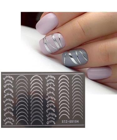 French Line 3D Nail Art Stickers - Gold Silver Curve Strip and Gothic Decals - 8 Sheets - Buy Online on GoSupps.com