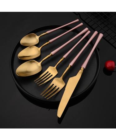 Flatware Sets 2/4/6Set Matte Western Pink Gold Tableware Fork Knife Spoon 18/10 Stainless Steel Dinnerware Cutlery Set Kitchen Flatware Set (Color : Auburn Size : 4Set) - Buy Online on GoSupps.com