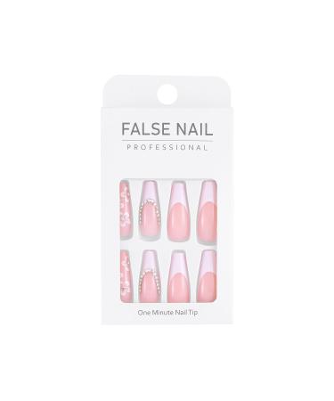 Sethexy Coffin False Nails - Spring Flower Acrylic Press-On Tips | 24-Pack French Nail Art for Women & Girls - Buy Online on GoSupps.com