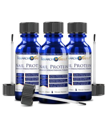 Research Verified Nail Protein - Nail Support - Heal and Maintain Healthy Nails - .5 Fl. Oz Per Bottle - 3 Month Supply - Made in The USA