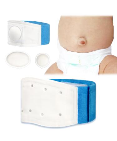 S Baby Belly Band Umbilical Hernia Belt | Belly Button Band Navel Truss Wrap for Newborn/Infant - Soft Skin-friendly Adjustable Blue/White