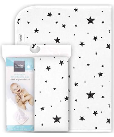 Kushies Deluxe Change Pad Flannel, Scribble Stars Black & White
