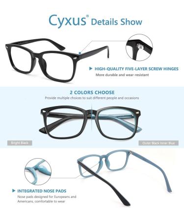 Buy Cyxus Blue Light Filter Glasses - Anti-Digital Eye Strain - Stylish Black & Blue | Screen Safety for Laptops Smartphones & Tablets - Buy Online on GoSupps.com