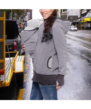 SouiWuzi Baby Carrier Hoodie Maternity Kangaroo Jacket Coat Sweatshirt - Gray - Buy Online on GoSupps.com