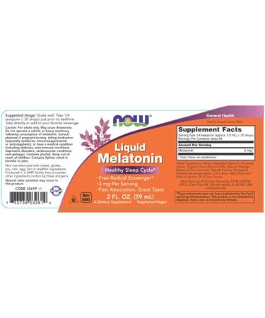 Now Foods Liquid Melatonin 2 Fl Oz (Pack of 2) - Fast-Acting Sleep Aid - Natural Formula - Packaging May Vary - Buy Online on GoSupps.com
