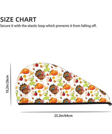 Thanksgiving Turkey Apple Microfiber Hair Towel - Soft Super Absorbent Wrap for Women | Quick Dry Coral Velvet Cap for Long Curly & Thick Hair - Buy Online on GoSupps.com