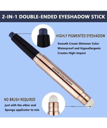 MiaSarah Black Eyeshadow Stick - Cream Shimmer Glitter Pencil, Waterproof & Long Lasting - Blue Primer for Midnight Blue Shimmer Look - Buy Online on GoSupps.com