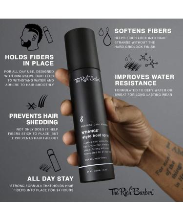 The Rich Barber NHance Hair Building Fibers Set - 4-in-1 Hold Spray Applicator & Style Card Kit (Black) - Buy Online on GoSupps.com