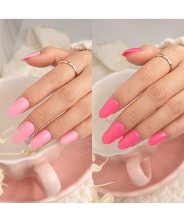Vamony Press On Nails - 48Pcs Glossy Short Pink Solid Almond Fake Nails Kit for Women & Girls | Press-On Manicure Set with Prep Pad & Mini File - Perfect Christmas Gift - Buy Online on GoSupps.com