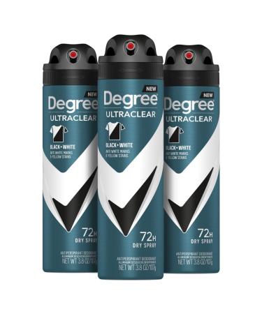 Degree Men MotionSense Antiperspirant Deodorant Dry Spray, UltraClear Black+White, 3.8 Ounce (Pack of 3)