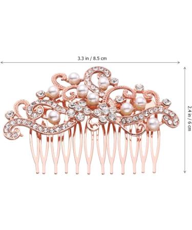 Lurrose Bridal Veil Wedding Hair Side Comb Vintage Bridal Hair Comb Hair Pieces Hair Accessory for Women (Rose Gold) Bridal Hair Clip - Buy Online on GoSupps.com