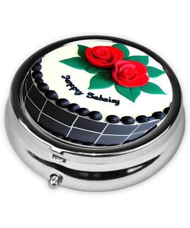 Delicious Cakes Round Pill Box - 3 Compartments Portable Organizer for Purse & Pocket | Travel-Friendly Pill Storage - Buy Online on GoSupps.com