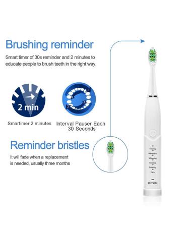 Smartwifi Electric Sonic Toothbrush - Rechargeable for Adults and Kids | Travel-Friendly Design | Whitening | 6 Modes | USB Fast Charging | 4 Brush Heads - Buy Online on GoSupps.com