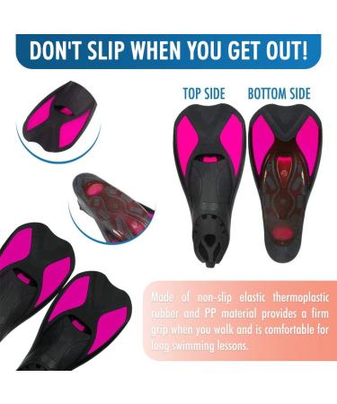 Comfecto Swimming Fins - X-Small Short Floating Training Fins for Kids and Adults in Rose Red - Ideal for Swimming, Diving, Snorkeling & Watersports - Buy Online on GoSupps.com