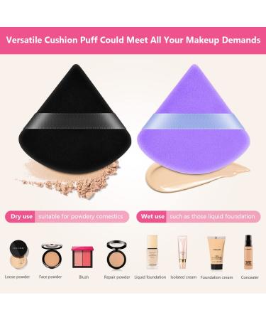 Auauy 6 PCS Triangle Makeup Powder Puffs - Washable & Reusable Blend Tool for Loose Powder & Foundation - Black & Violet Sponges - Buy Online on GoSupps.com