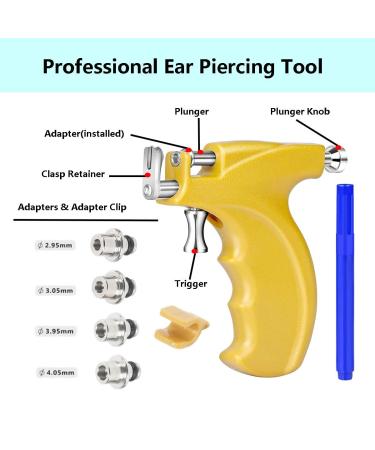 Professional Ear Piercing Gun Kit with Sterling Silver & Surgical Steel Earrings - 16 Pairs for Salon or Home Use - Buy Online on GoSupps.com
