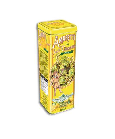 Chiostro Soft Lemon Amaretti Cookies Tower Tin, 6.35-ounce, Made in Italy
