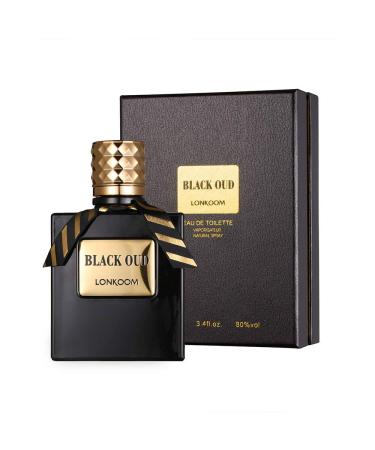 Black Oud - Fragrance for Men - Woody and Intense Scent - Perfume Notes of Lavender Bergamot Agarwood Cardamom Patchouli Leather - Long Wearing Aromatic Projection - 3.4 oz EDT Spray
