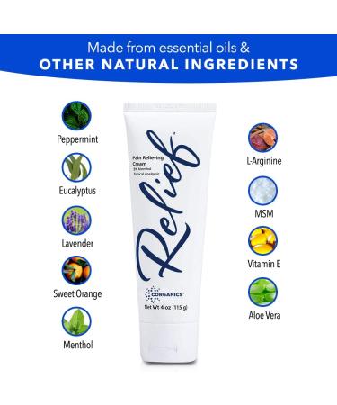 Corganics Natural Essential Oil Pain Relief Cream 4 oz - Arthritis Knee Joint Back Leg Hands Feet - Pack of 1 - Buy Online on GoSupps.com