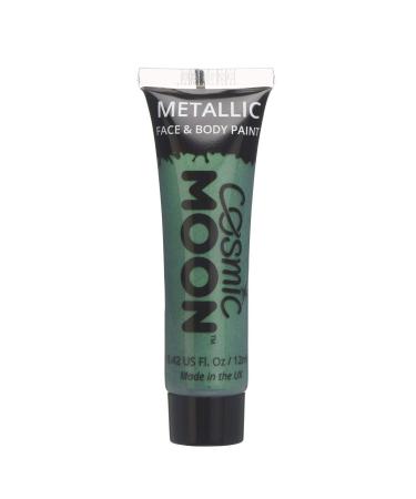 Face & Body Metallic Paint by Cosmic Moon - Green - Water Based Face Paint Makeup for Adults Kids - 12ml