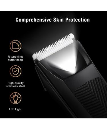 Men's Body Hair Trimmer - IPX7 Waterproof, LED Light, Power Display, Replaceable Ceramic Blades - Buy Online on GoSupps.com