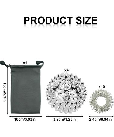 Xoelle 10-Piece Massage Rings & 4 Magnetic Acupressure Balls Set - Finger Massage Ring & Hedgehog Ball for Stress Relief & Circulation | International Shipping Available - Buy Online on GoSupps.com