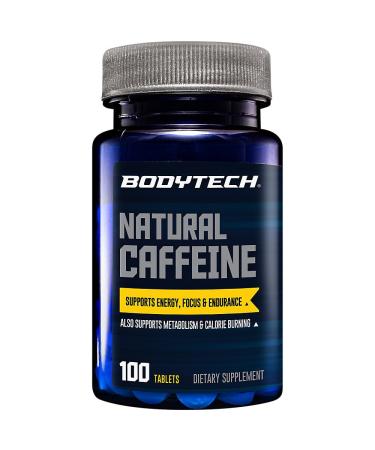 BodyTech Natural Caffeine - Supports Energy Focus & Endurance - 200mg per Tablet (100 Tablets)