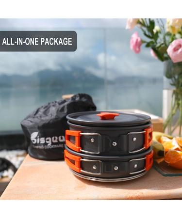 Bisgear Camping Cookware Mess Kit - Backpacking Pots and Pans Set with Cups, Plates, Flatware - Blue Camping Cooking Accessories - Buy Online on GoSupps.com