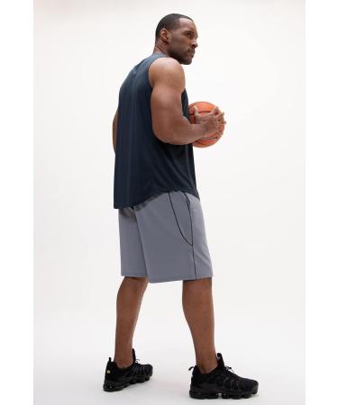 DEVOPS Men's 2-Pack Loose-Fit Workout Gym Shorts with Pockets - X-Large - Black/Steel - Buy Online on GoSupps.com