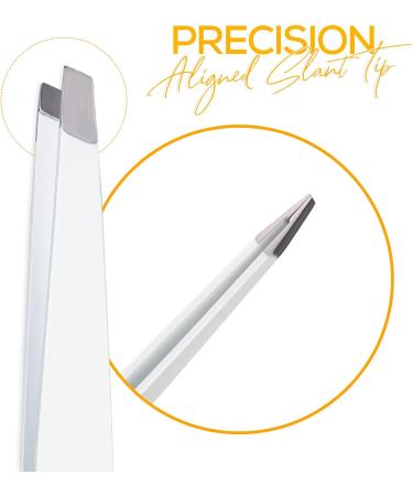 CAELYMINE Precision Tweezers for Eyelashes and Facial Hair Removal - Stainless Steel, White - Women & Men - Buy Online on GoSupps.com