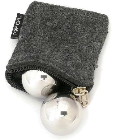 Top Chi 1 Inch Stainless Steel Baoding Balls with Carry Pouch - Non-Chiming Hand Therapy Balls for Anxiety and Stress Relief - Buy Online on GoSupps.com