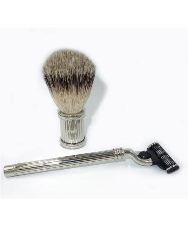 Kjyr Portable Men's Shaving Brush Set - Fashionable Silver Tip Dachshund Hair & Beard Brush Travel-Friendly Cup & Bowl Holder | Durable 12x18cm - Buy Online on GoSupps.com