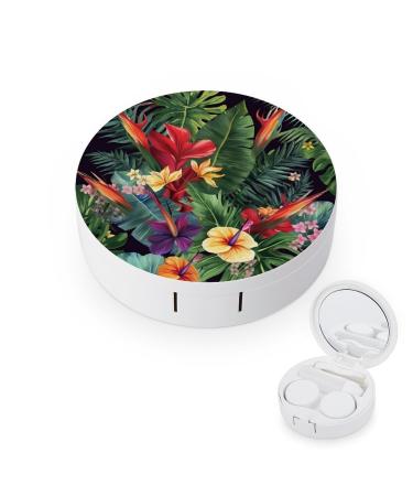 Contact Lens Case Tropical Plant Flowers Portable Travel Contact Lens Box Contact Lens Storage Box