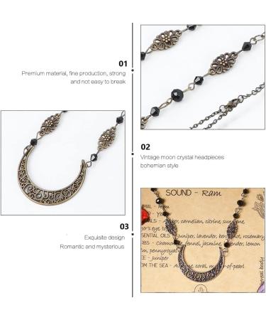 Azwood Boho Head Chain Gold Bridal Headpiece Black Pearl Headband Elves Headpiece Moon Chain Hair Chain Jewelry Festival Hair Accessories for Women and Girls - Buy Online on GoSupps.com