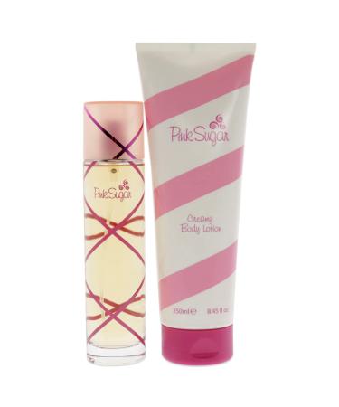 Aquolina Pink Sugar for Women 2 Pc Gift Set 3.4 Oz Eau De Toilette Spray 8.45 Oz Creamy Body Lotion Fresh scent