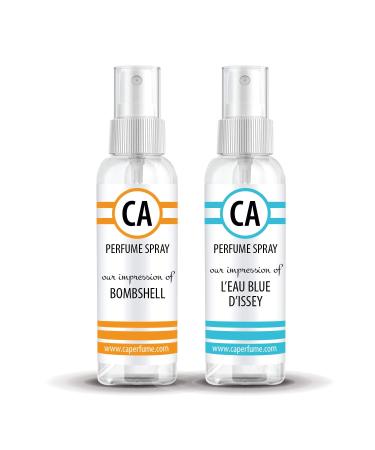 CA Perfume Impression of (Bombshell + Leau Dissey) Travel Size Sample Fragrance Refillable Atomizer Long Lasting Eau de Parfum (Cologne) Sprayer / 2 Fl Oz/ 60 ml Bombshell + Leau Dissey Impression