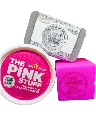 Clean & Sparkle Pink Bundle: Pink Stuff Paste Buzz Dish Block & Modern Grey Sponge - Say Goodbye to Grime! - Buy Online on GoSupps.com